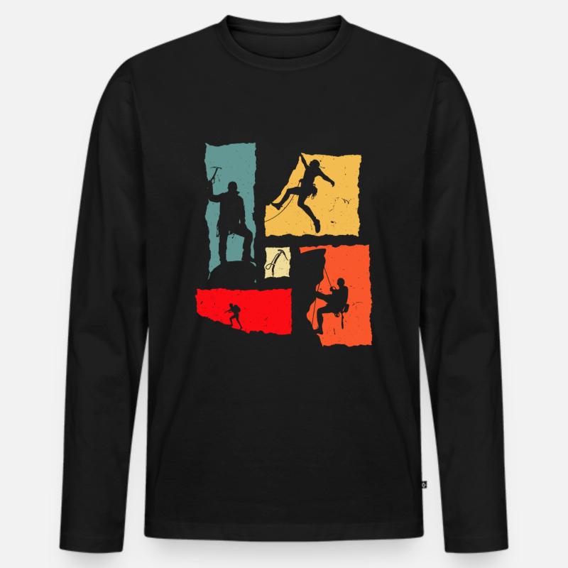 Climber Retro Climbing - Männer Premium Bio Langarmshirt - Schwarz