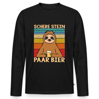  Bier Faultier - Männer Premium Bio Langarmshirt - Schwarz - Vorne - Nico (187cm)