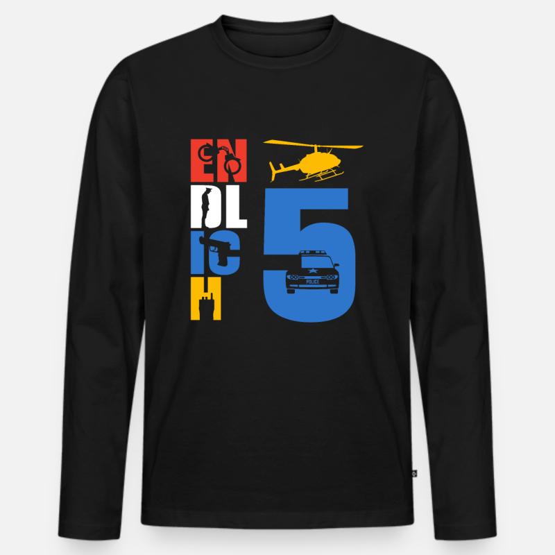 Endlich 5 Polizei - Männer Premium Bio Langarmshirt - Schwarz