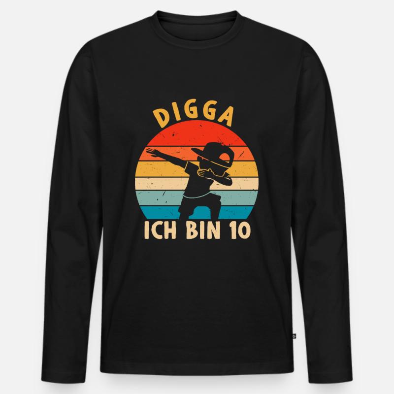 Digga Ich bin 10 - Männer Premium Bio Langarmshirt - Schwarz