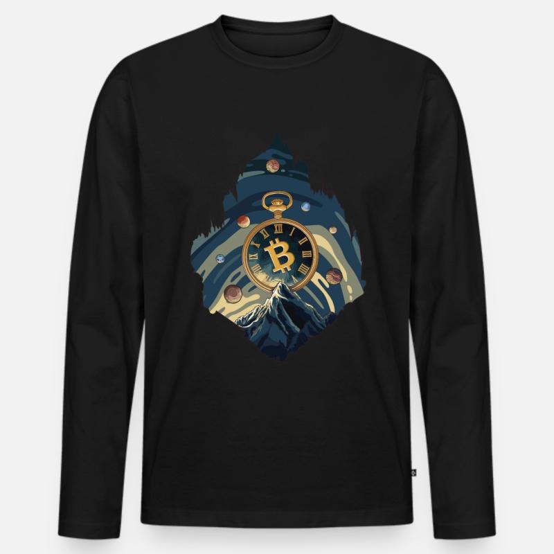 Bitcoin Uhr - Männer Premium Bio Langarmshirt - Schwarz