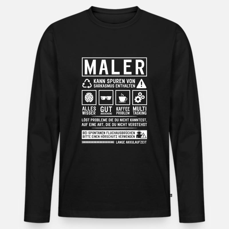 Kann Spuren von Sarkasmus enthalten - Männer Premium Bio Langarmshirt - Schwarz