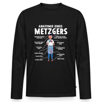 Anatomie eines Metzgers - Männer Premium Bio Langarmshirt - Schwarz - Vorne - Nico (187cm)