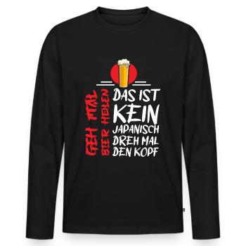 Das ist kein japanisch dreh mal den Kopf - Männer Premium Bio Langarmshirt - Schwarz - Vorne - Nico (187cm)