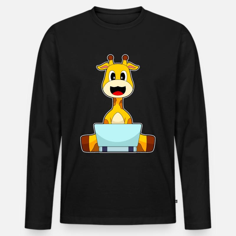 Giraffe Laptop - Männer Premium Bio Langarmshirt - Schwarz