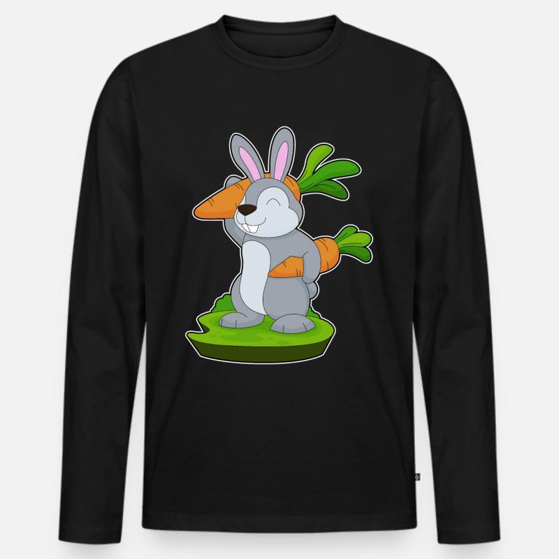 Hase Karotten - Männer Premium Bio Langarmshirt - Schwarz