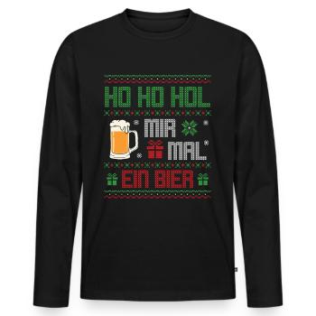 Ho Ho Hol mir mal ein Bier - Männer Premium Bio Langarmshirt - Schwarz - Vorne - Nico (187cm)