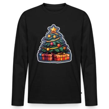 Christmas tree with gifts and a star - Men's Premium Organic Long Sleeve Shirt - black - Front - Nico (187cm)