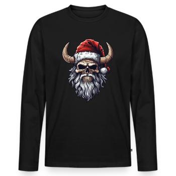Crâne Crâne, Noël des Vikings - T-shirt manches longues Premium bio Homme - noir - Devant - Nico (187cm)