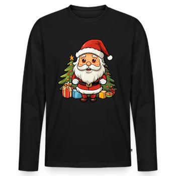 süsser weihnachtsmann mit geschenke - Männer Premium Bio Langarmshirt - Schwarz - Vorne - Nico (187cm)