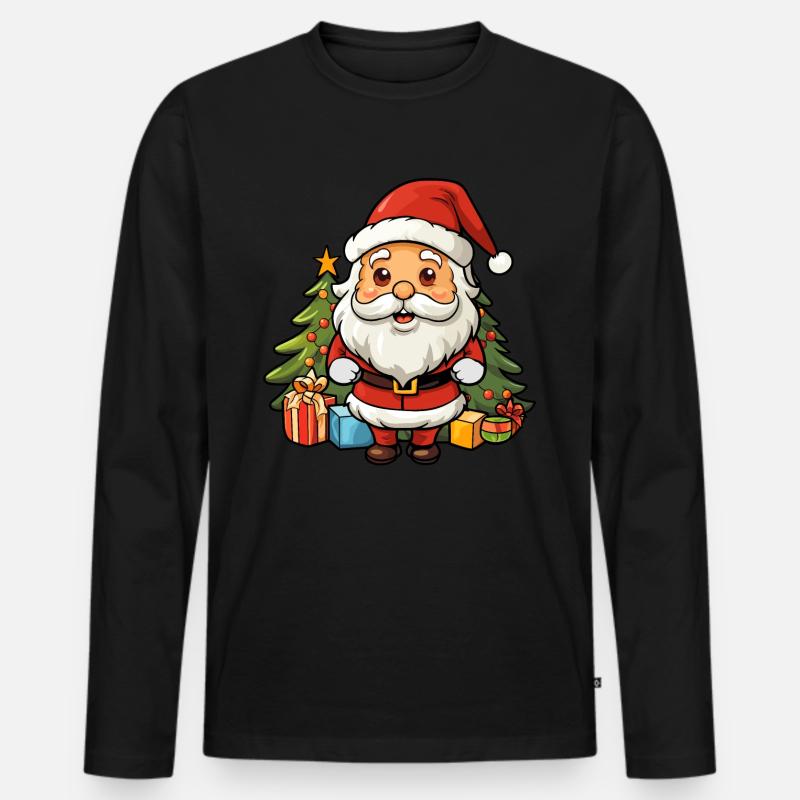 süsser weihnachtsmann mit geschenke - Männer Premium Bio Langarmshirt - Schwarz