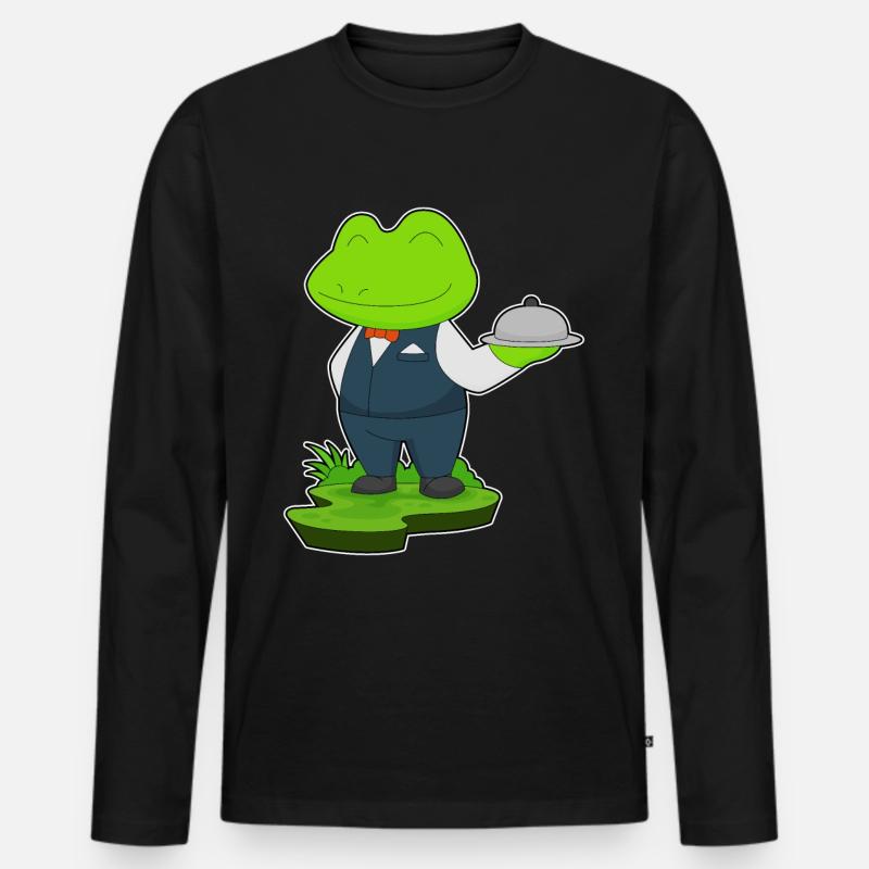 Frosch Kellner Servierplatte - Männer Premium Bio Langarmshirt - Schwarz