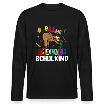 Bääm enfin écolier paresseux - T-shirt manches longues Premium bio Homme - noir - Devant - Nico (187cm)