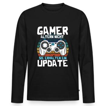 GAMER altern nicht sie erhalten ein UPDATE - Männer Premium Bio Langarmshirt - Schwarz - Vorne - Nico (187cm)