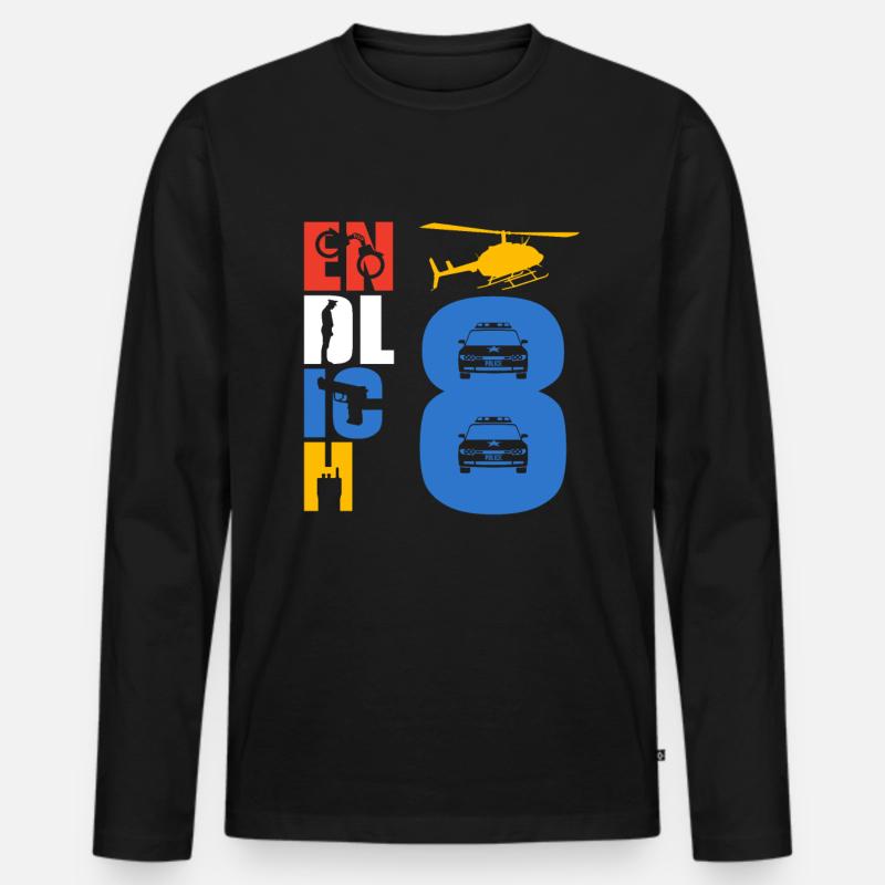 Endlich 8 Polizei - Männer Premium Bio Langarmshirt - Schwarz