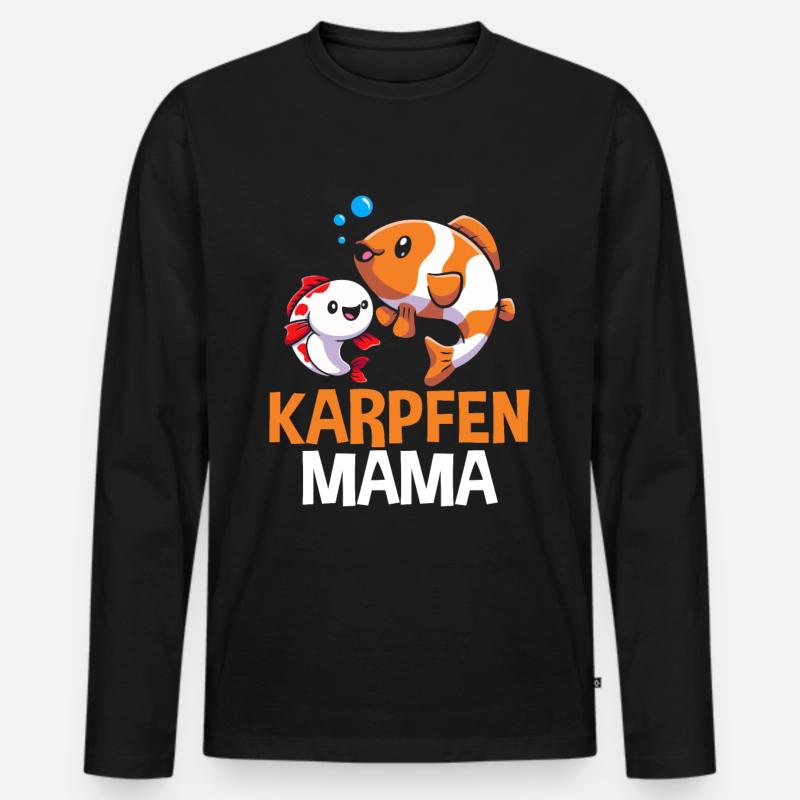 Karpfen Mama - Männer Premium Bio Langarmshirt - Schwarz