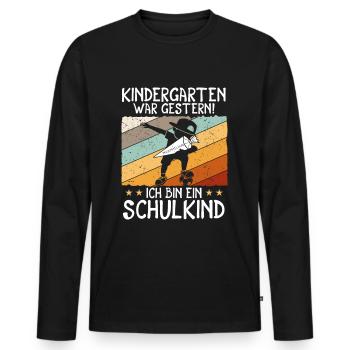Je suis un écolier Maximilien - T-shirt manches longues Premium bio Homme - noir - Devant - Nico (187cm)