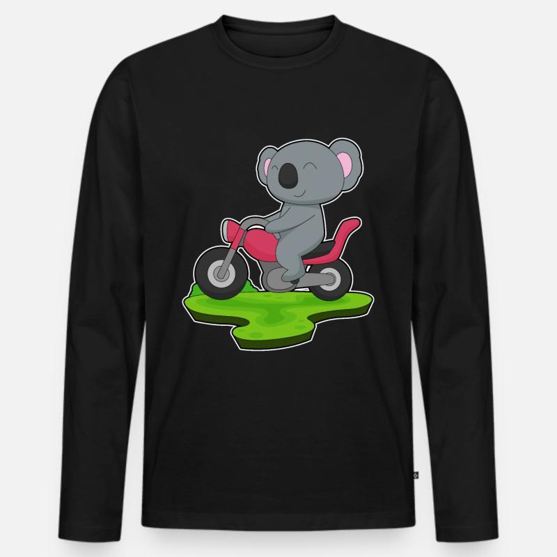 Koala Motorrad - Männer Premium Bio Langarmshirt - Schwarz