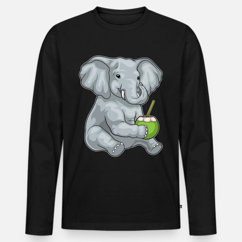 Elefant Kokosnuss - Männer Premium Bio Langarmshirt - Schwarz