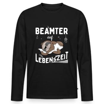 Fonctionnaire à vie - T-shirt manches longues Premium bio Homme - noir - Devant - Nico (187cm)