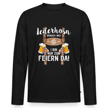Lederhosn brauch i ned i am only there to party - Men's Premium Organic Long Sleeve Shirt - black - Front - Nico (187cm)