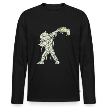 Halloween Dabbing Mummy Gamer - Männer Premium Bio Langarmshirt - Schwarz - Vorne - Nico (187cm)