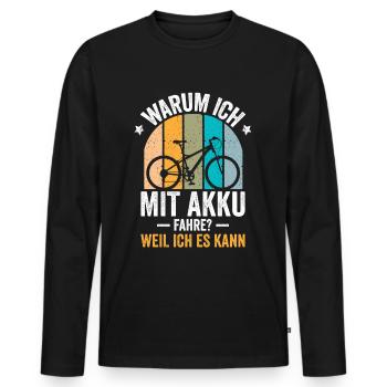 Fahrrad E-Bike Mountainbike - Männer Premium Bio Langarmshirt - Schwarz - Vorne - Nico (187cm)