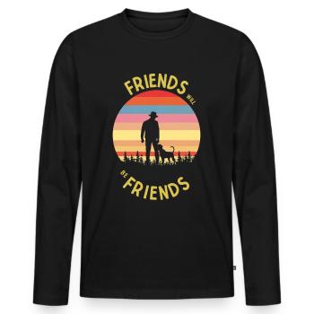 Les amis seront les amis du chien et du maître - T-shirt manches longues Premium bio Homme - noir - Devant - Nico (187cm)
