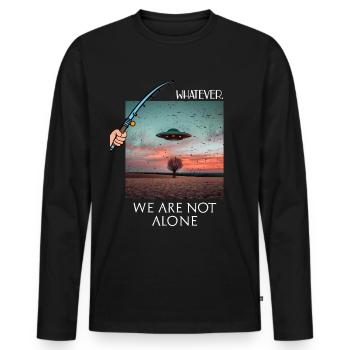 Ufo we are not alone Fake Ufo with Angel Funny - Men's Premium Organic Long Sleeve Shirt - black - Front - Nico (187cm)
