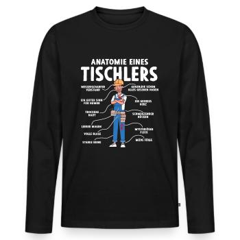 Anatomie eines Tischlers - Männer Premium Bio Langarmshirt - Schwarz - Vorne - Nico (187cm)