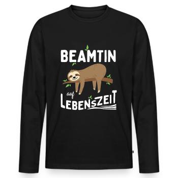 Fonctionnaire à vie Fonctionnaire à vie - T-shirt manches longues Premium bio Homme - noir - Devant - Nico (187cm)