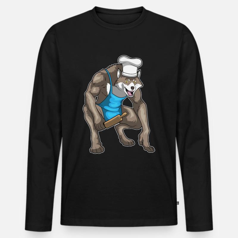 Werwolf Halloween Bäcker - Männer Premium Bio Langarmshirt - Schwarz