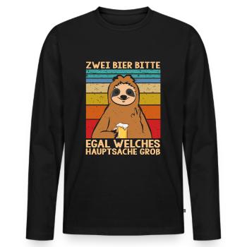 Zwei Bier bitte Hauptsache Groß - Männer Premium Bio Langarmshirt - Schwarz - Vorne - Nico (187cm)