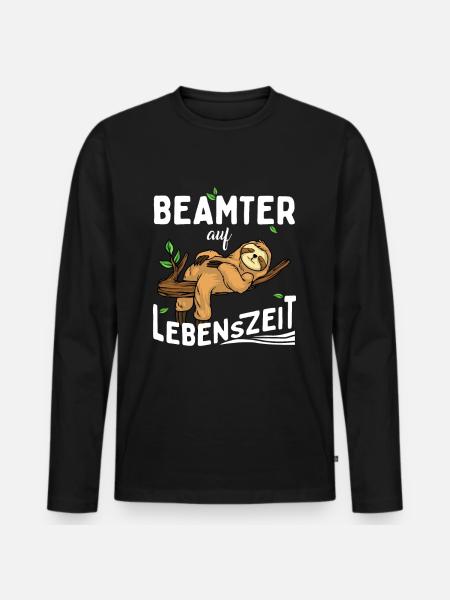 Beamter auf Lebenszeit Faultier - Männer Premium Bio Langarmshirt - Schwarz