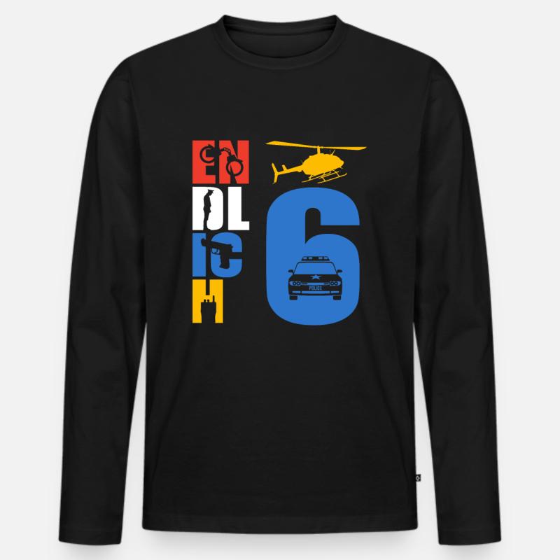 Endlich 6 Polizei - Männer Premium Bio Langarmshirt - Schwarz