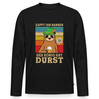 Zapft Ihr Narren Der König Hat Durst Bier - Männer Premium Bio Langarmshirt - Schwarz - Vorne - Nico (187cm)