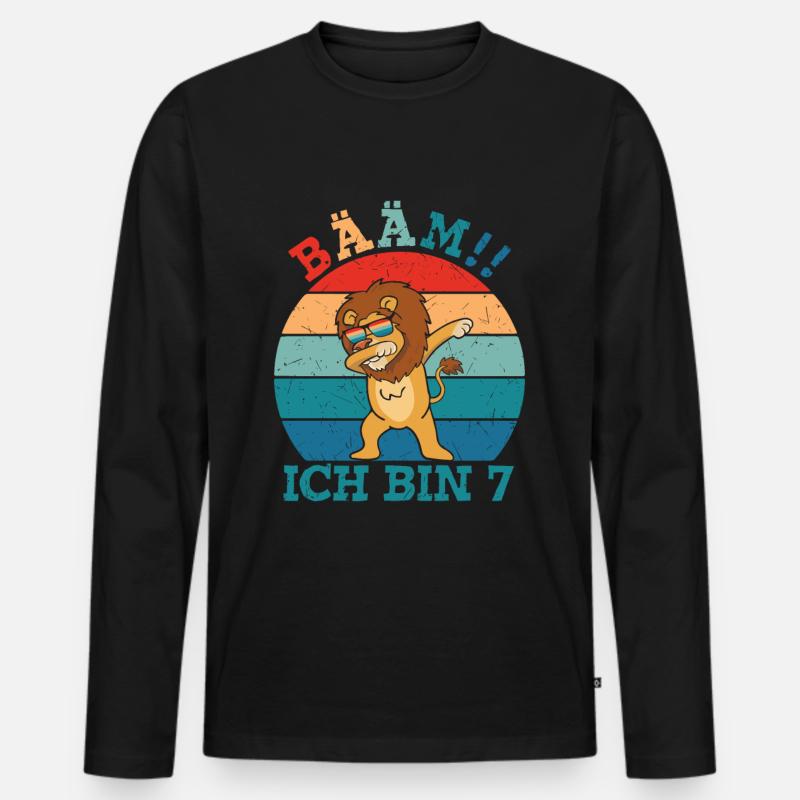 Bääm Ich bin 7 Löwe - Männer Premium Bio Langarmshirt - Schwarz