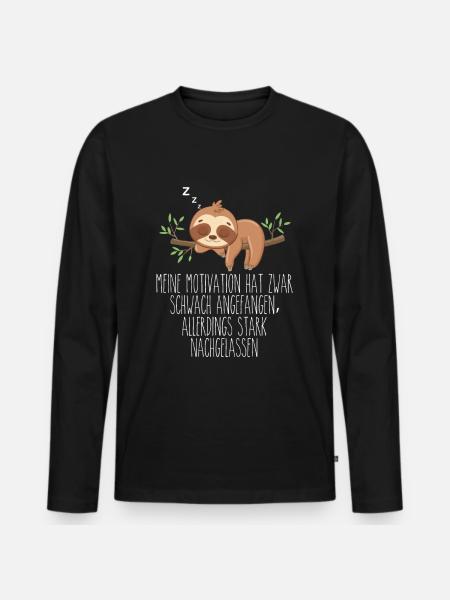 Motivation Started Weak Sloth - Men's Premium Organic Long Sleeve Shirt - black