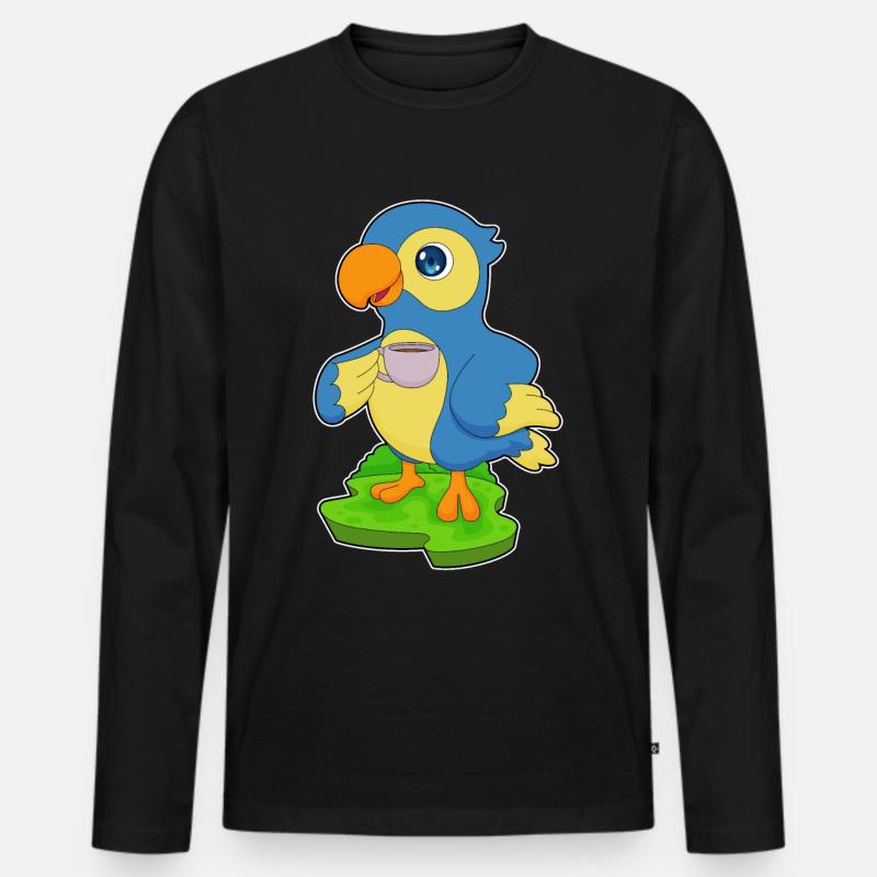 Papagei Tasse Kaffee - Männer Premium Bio Langarmshirt - Schwarz