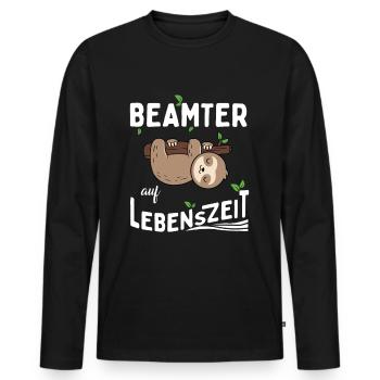 Fonctionnaire à vie - T-shirt manches longues Premium bio Homme - noir - Devant - Nico (187cm)