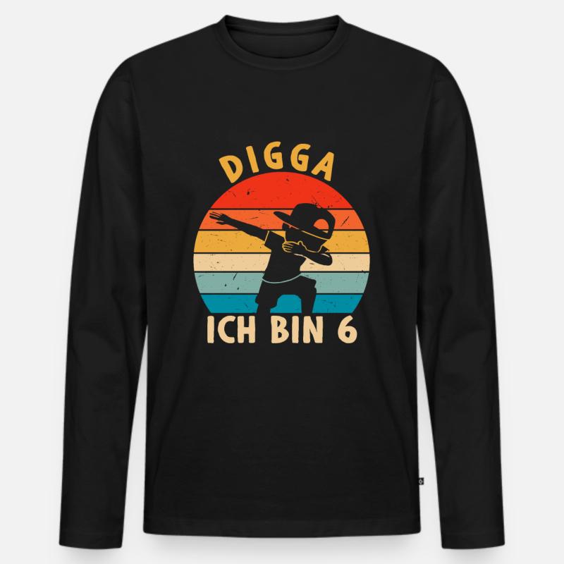 Digga Ich bin 6 - Männer Premium Bio Langarmshirt - Schwarz