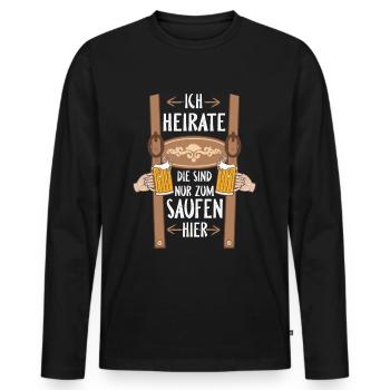 Je vais me marier, ils sont juste là pour boire - T-shirt manches longues Premium bio Homme - noir - Devant - Nico (187cm)
