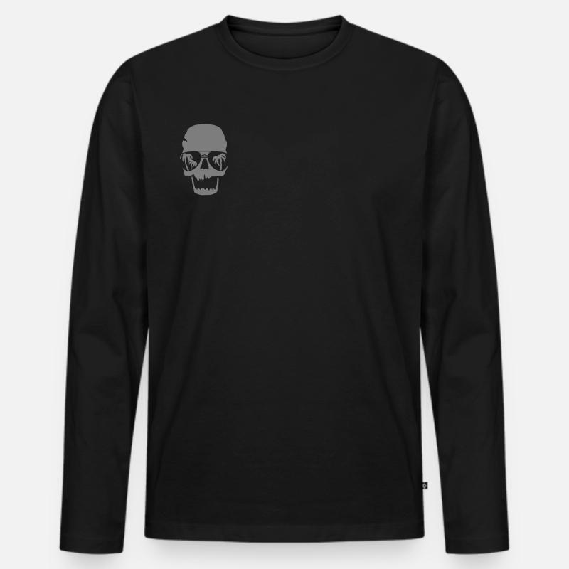 Palm spring skull - Männer Premium Bio Langarmshirt - Schwarz