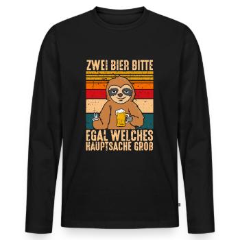 Zwei Bier bitte Hauptsache Groß - Männer Premium Bio Langarmshirt - Schwarz - Vorne - Nico (187cm)