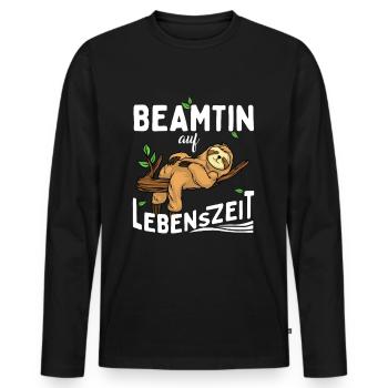Paresseux Fonctionnaire à vie Fonctionnaire à vie - T-shirt manches longues Premium bio Homme - noir - Devant - Nico (187cm)