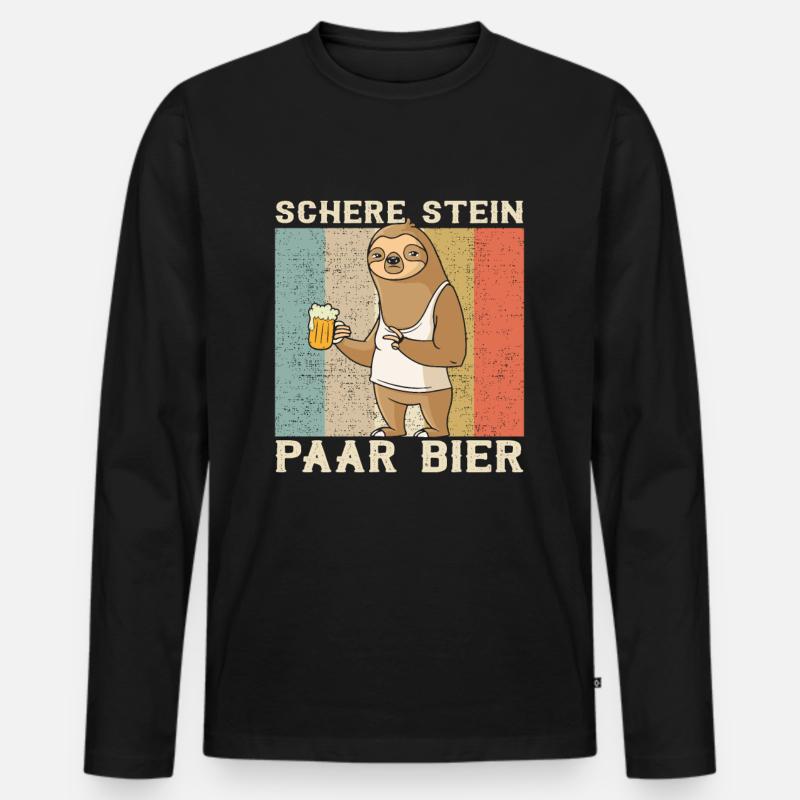 Bier Faultier - Männer Premium Bio Langarmshirt - Schwarz