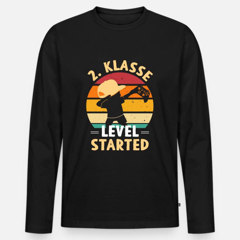 2.Klasse Level Started - Männer Premium Bio Langarmshirt - Schwarz