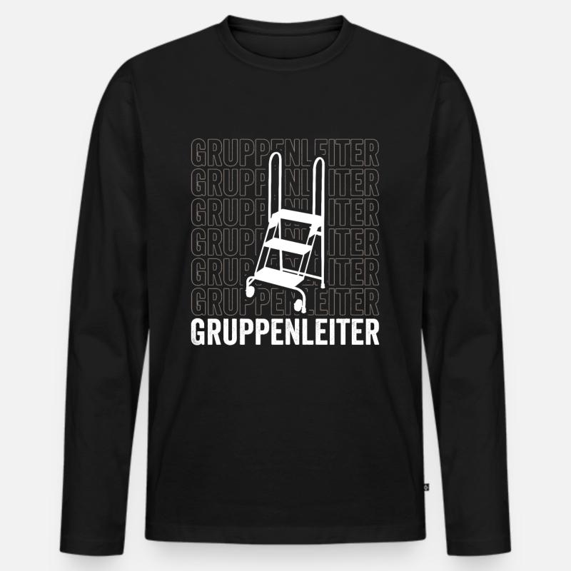 Gruppenleiter - Männer Premium Bio Langarmshirt - Schwarz