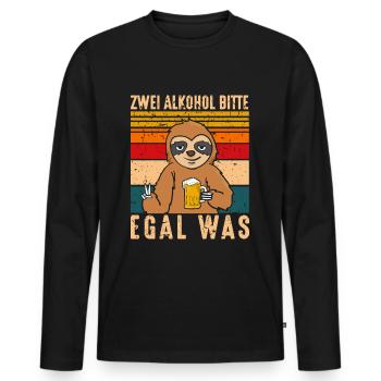 Zwei Alkohol bitte egal was - Männer Premium Bio Langarmshirt - Schwarz - Vorne - Nico (187cm)