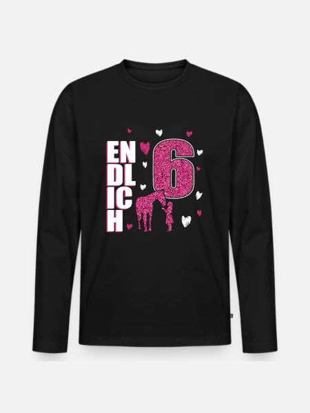 Endlich 6 Pferd Pony - Männer Premium Bio Langarmshirt - Schwarz